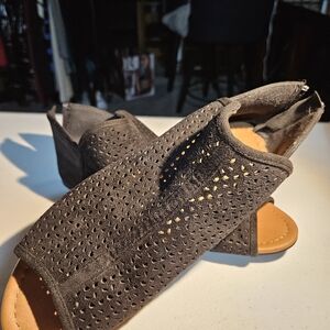 Unr8ed Chic Black Perforated Ankle Booties